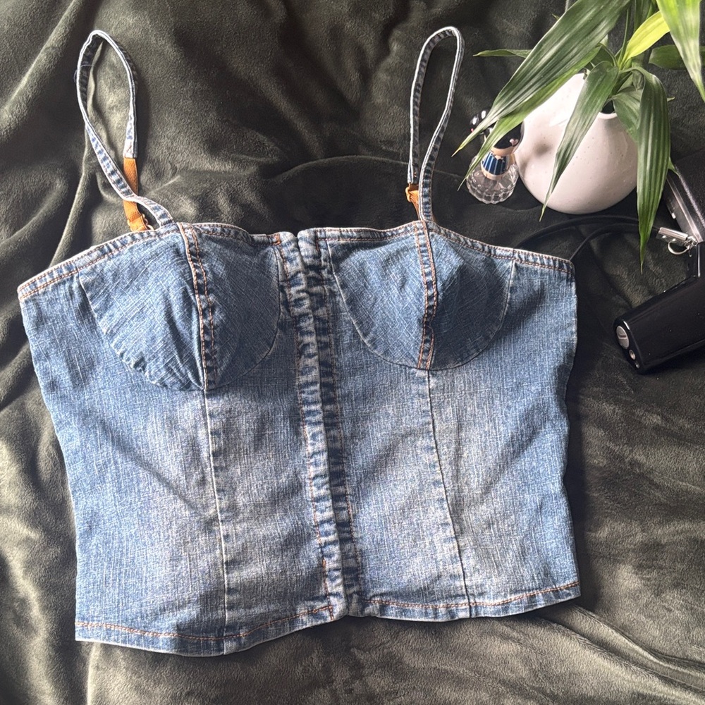 Blue Corset Denim Top size L 🌺😻